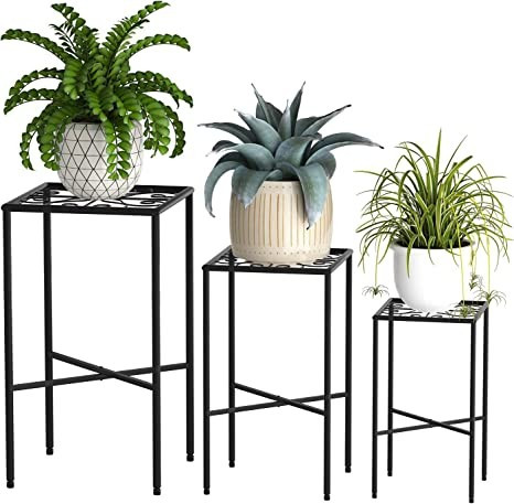 Ramzyh Metal Plant Stand, Iron Art Flower Pot Holder Set of 3，Modern Metal Display Potted Rack,... | Amazon (US)