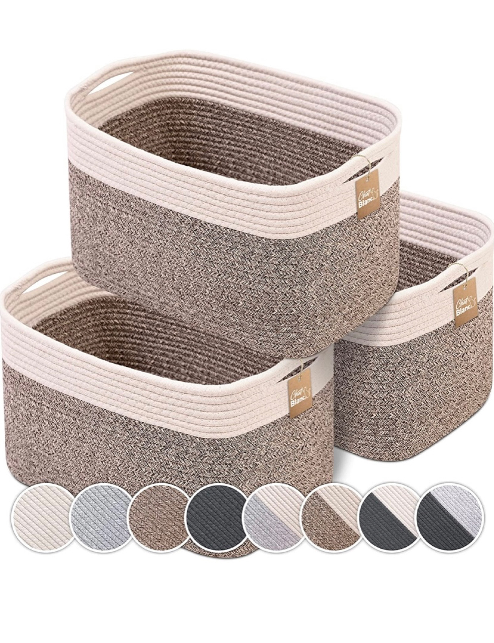 HNZIGE Shelf Baskets for Storage(3 Pack) Storage Bins Fabric Storage Baskets for Shelves ,Baskets Set for Organizing Clothes,Nursery,Laundry(Gray,15