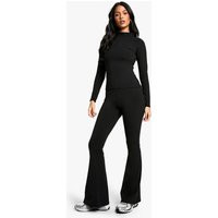 boohoo Women's Tall Premium Sculpt Flares in Black | Size: 18 | Boohoo.com (UK & IE)