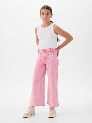 Kids High Rise Stride Wide-Leg Ankle Jeans | Gap (CA)