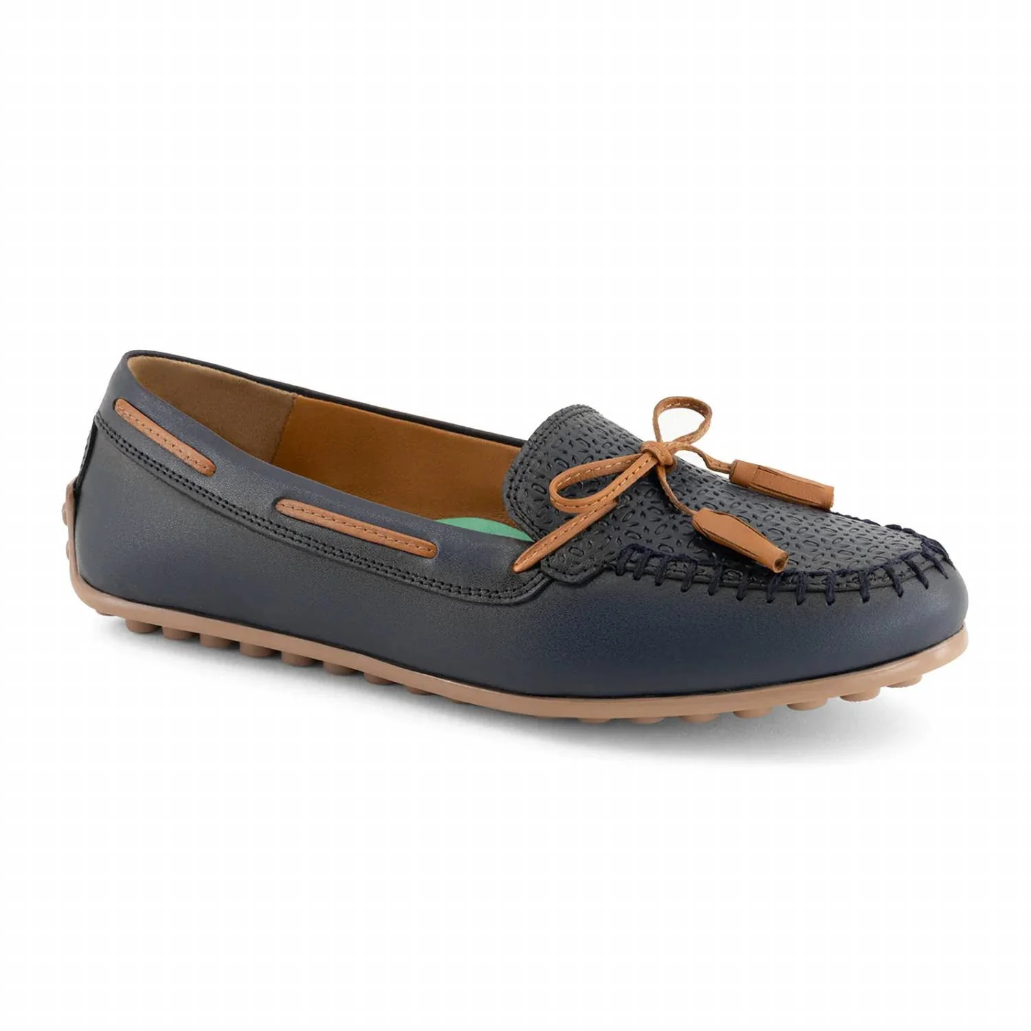Women's Leather Loafer In Navy Blue | Shop Simon