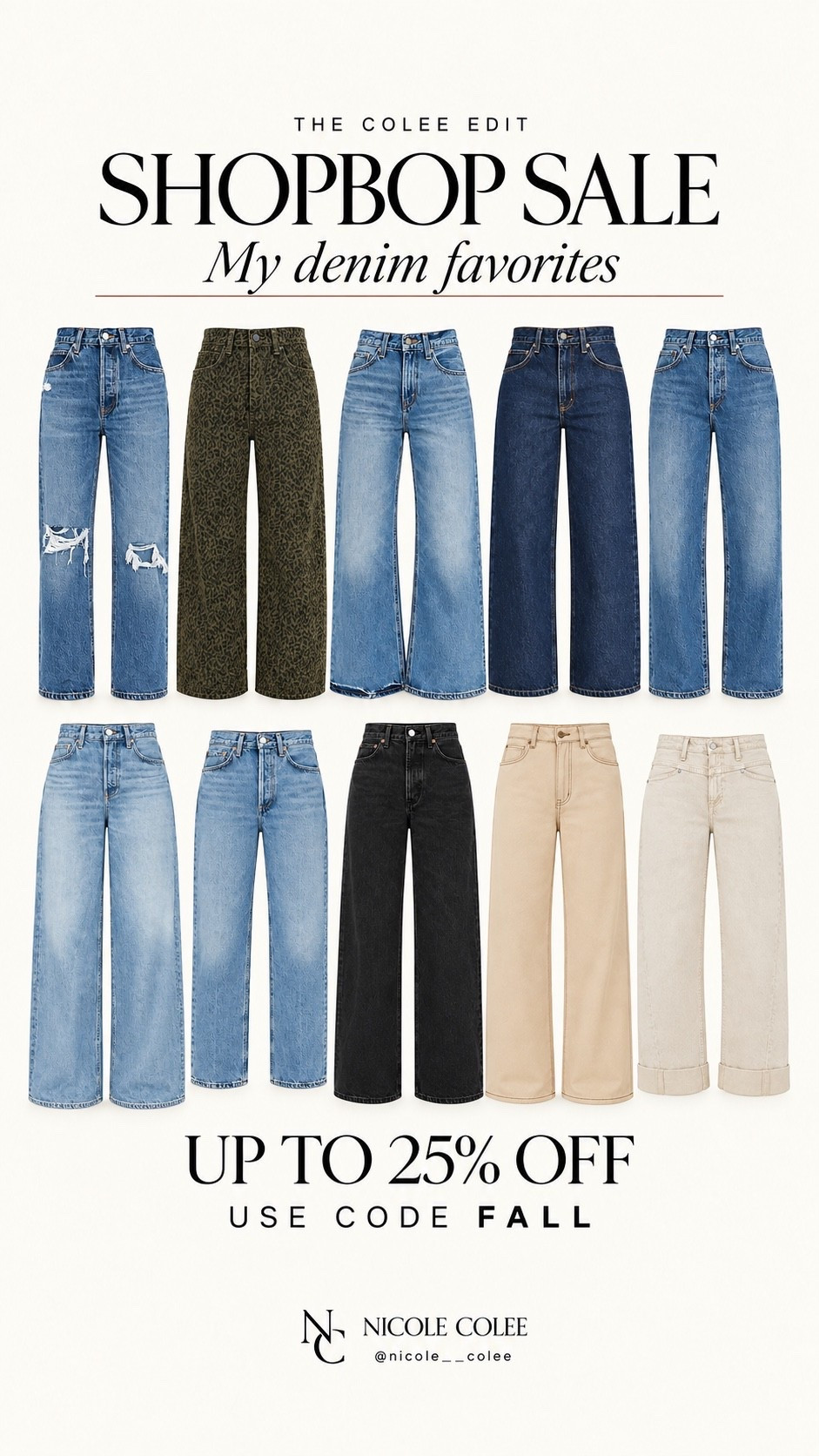 You know I take my denim seriously… especially when it’s on sale. 😉👖

Wide legs, vintage washes, a little distressing, and leopard—because this denim connoisseur likes options. My favorite Shopbop denim picks are all linked here!

Use code FALL for up to 25% off eligible styles. Another pair of jeans? I call it wardrobe research. 💁🏻‍♀️

#LTKSaleAlert #LTKStyleTip #LTKSeasonal @Shopbop

#LTKdayinmylife #LTKgrwm #LTKootd