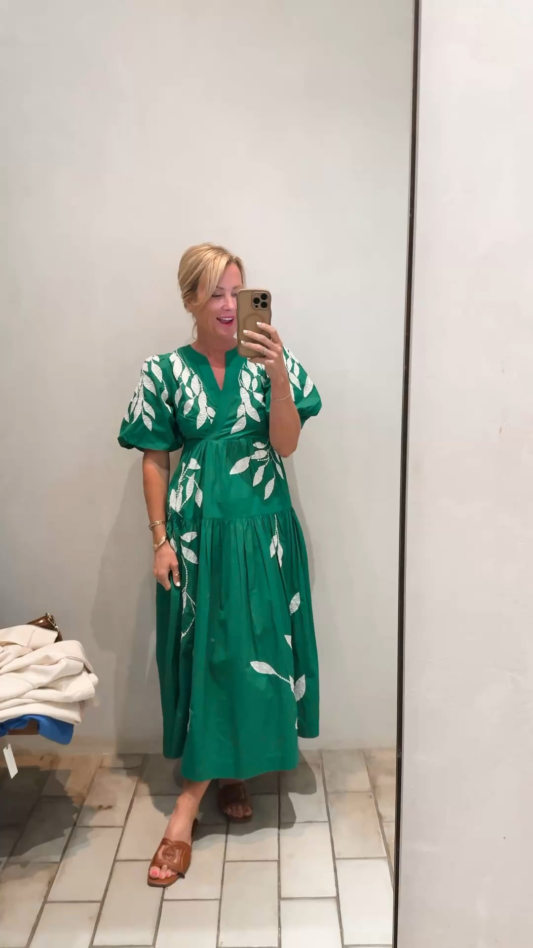 I was so drawn to the color of this dress! Isn’t the green so pretty?! 
Dress: xs-size down 

#LTKSeasonal #LTKootd #LTKOver40