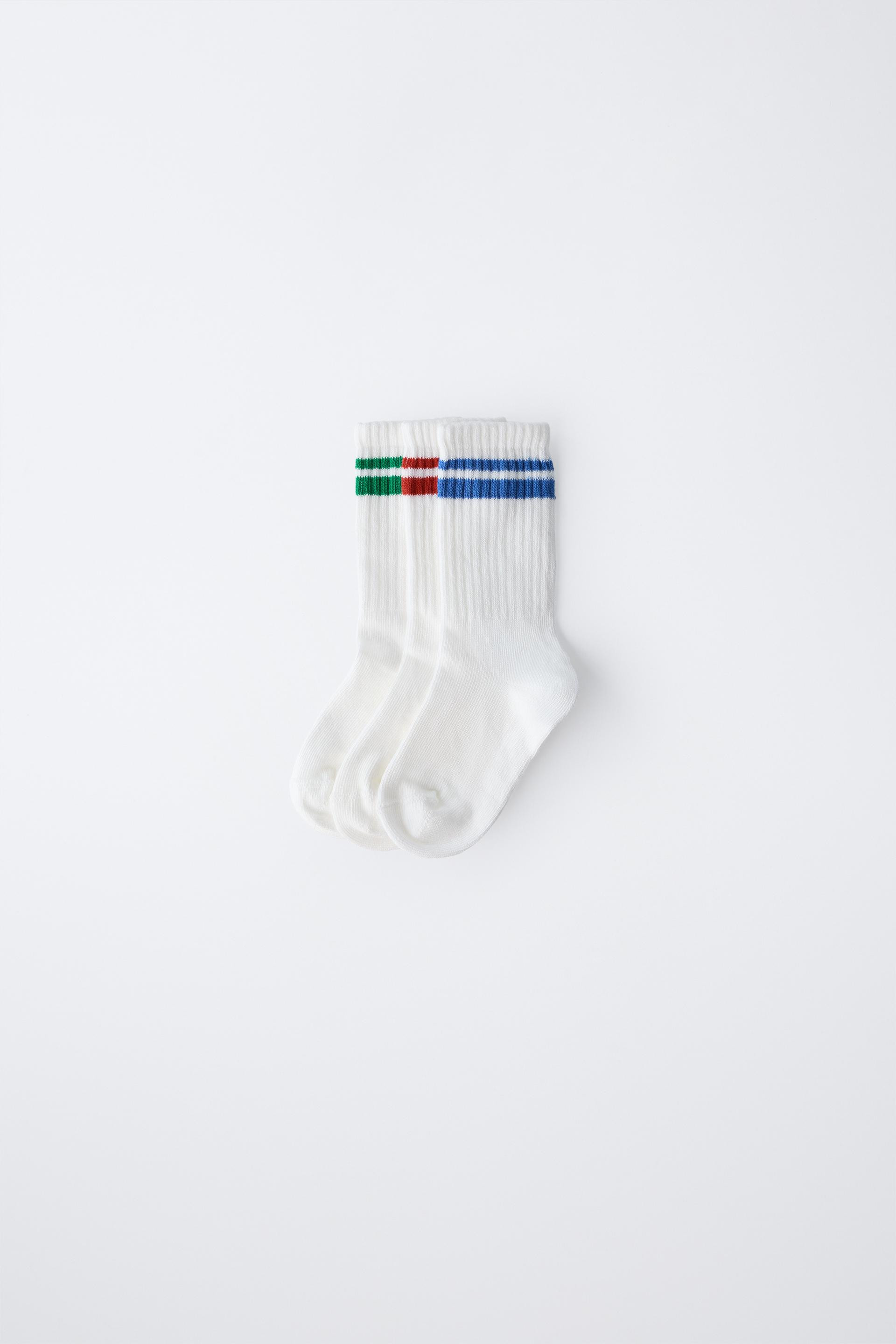 Zara - Three-Pack Of Medium Sport Striped Socks - Kids - White - Kids | Zara US