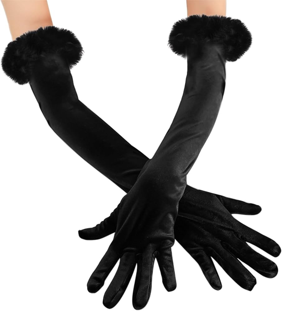 Holiberty Women Christmas Long Red Velvet Gloves Evening Party Elbow Length Opera Costume Accesso... | Amazon (US)