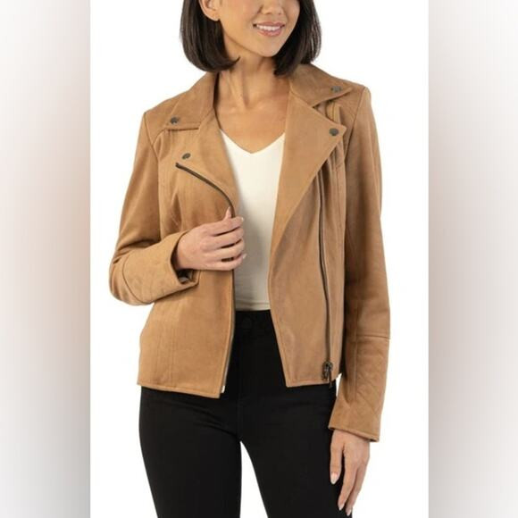 Kut From The Kloth Marlowe Faux Suede Moto Jacket In Butterscotch Size Small | Poshmark