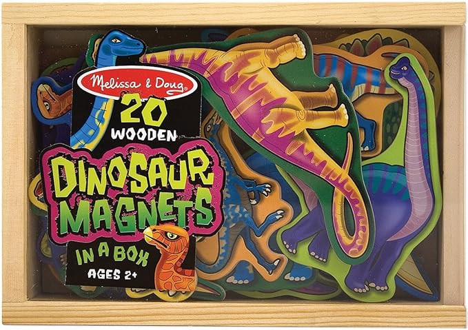 Melissa & Doug Magnetic Wooden Dinosaurs in a Wooden Storage Box (20 pcs) | Amazon (US)