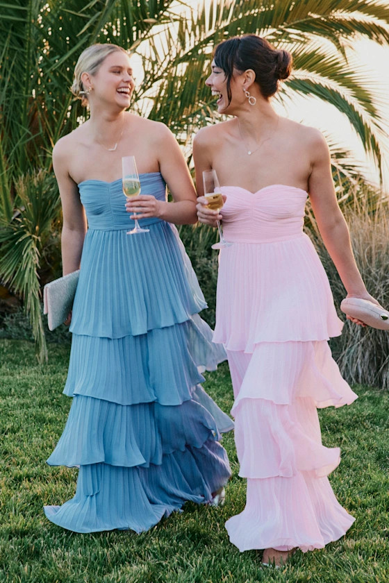 Seriously Sensational Light Pink Strapless Tiered Maxi Dress | Lulus