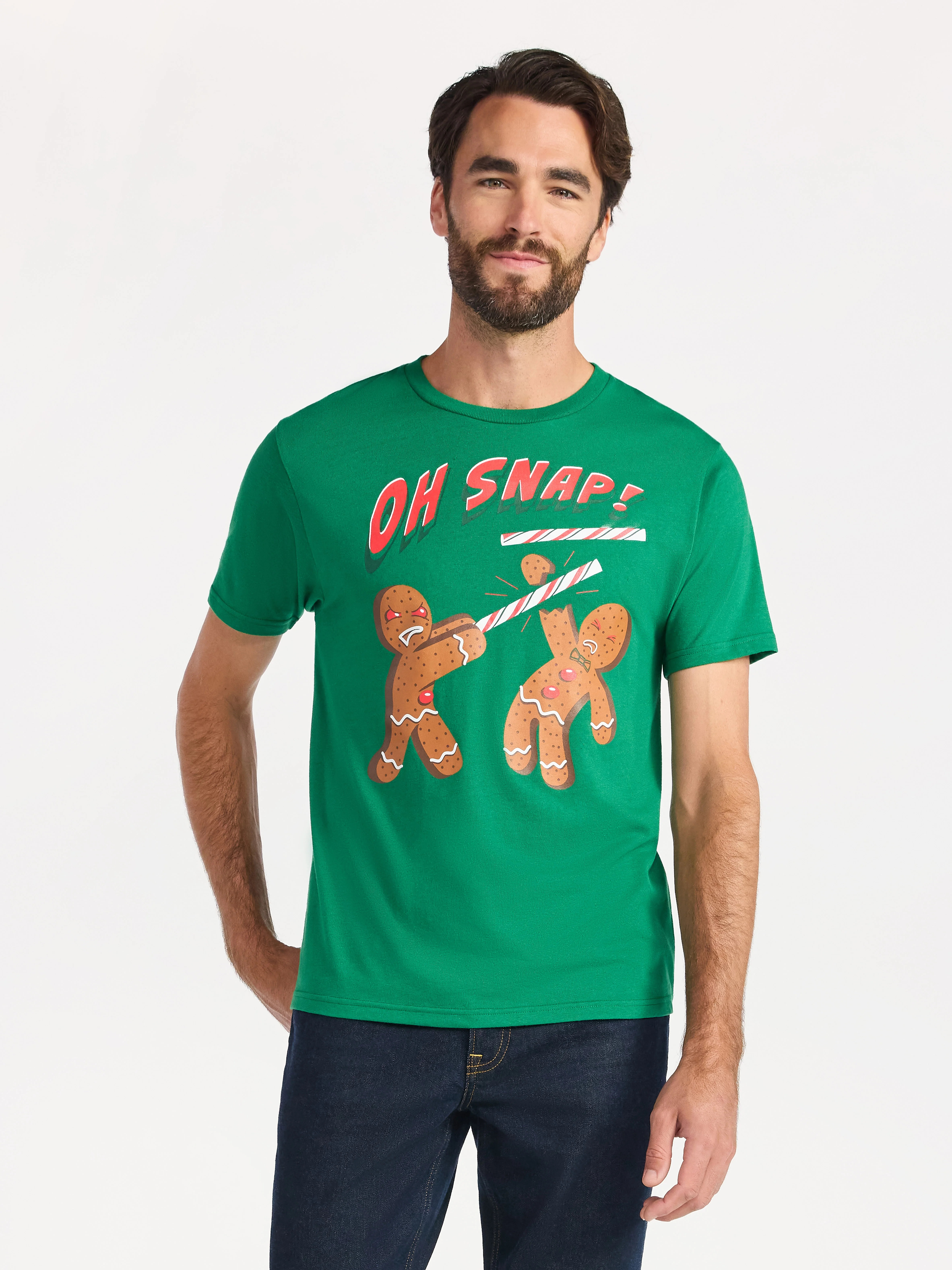 Christmas Men's and Big Men's Oh Snap Graphic Tee from Holiday Time, Sizes XS-3XL | Walmart (US)