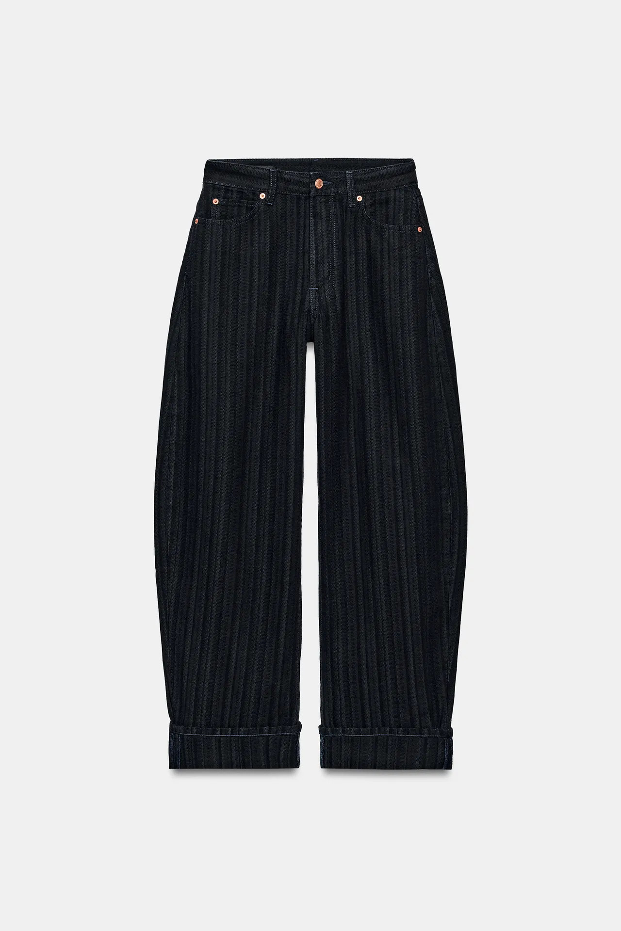 JEANS ZW COLLECTION GESTREIFTE BALLOON MITTELHOHER BUND JACQUARD | Zara DE
