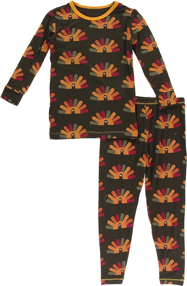 KicKee Pants Thanksgiving Fall Turkey Pajama Set, Long Sleeve, Long Pants, Snug Fit Pajamas | Amazon (US)