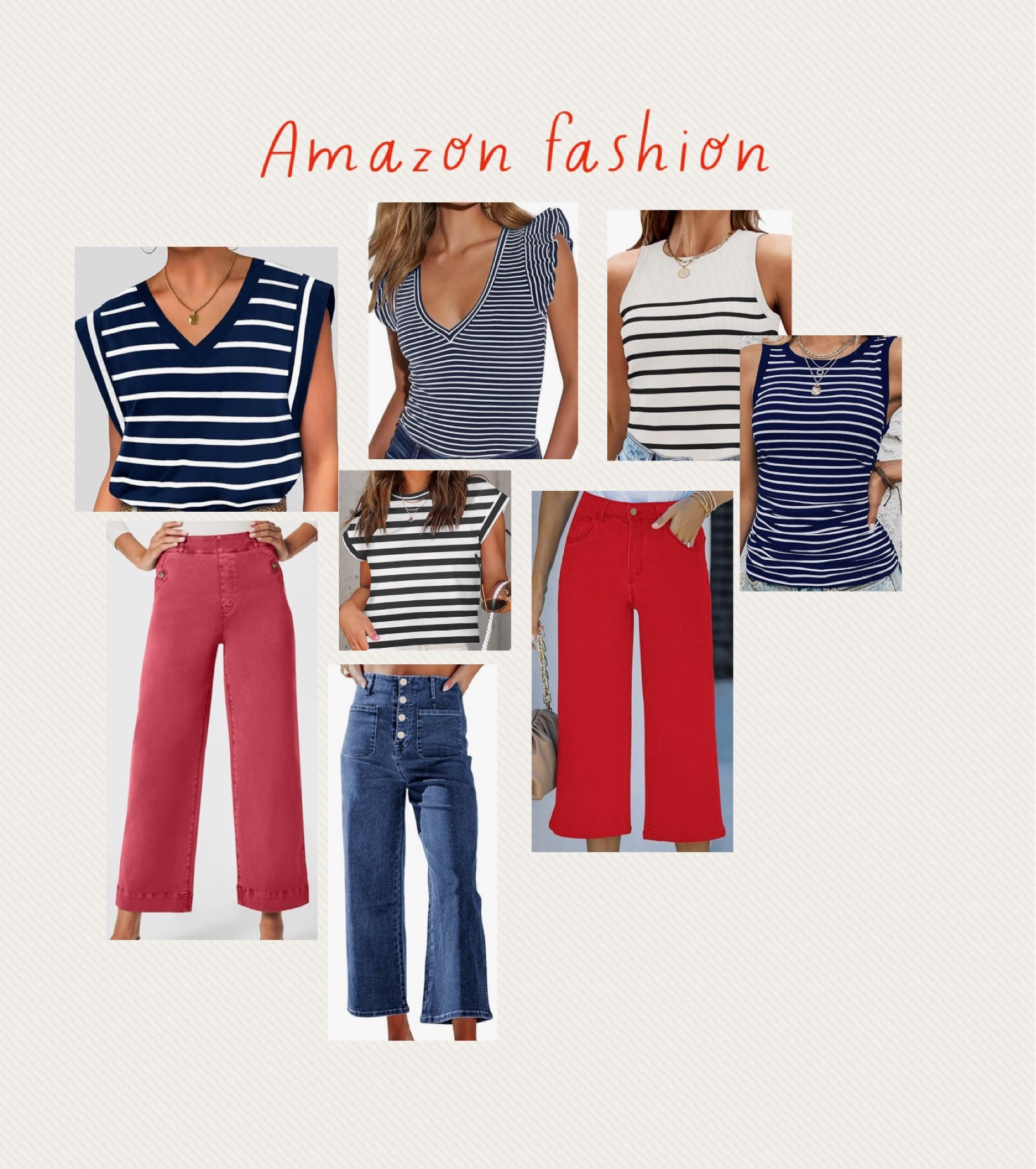 Amazon fashion, summer workwear, Fourth of July outfit, tank top, tee, shirt, crop jeans , cropped pants, summer outfit 

#LTKFindsUnder100 #LTKOver40