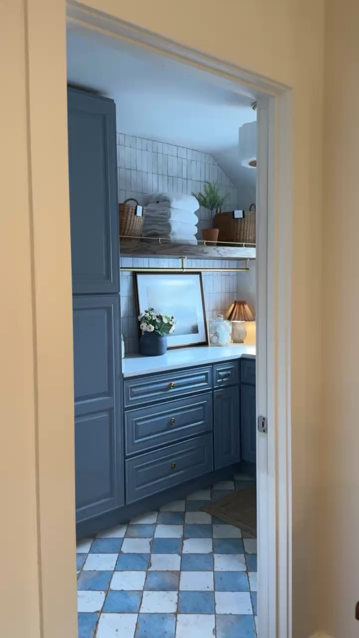UPDATE: LAUNDRY ROOM PROGRESS 🫧🧺 

Paint color: Sherwin Williams Dustblu

#LTKHome #LTKFamily #LTKStyleTip
