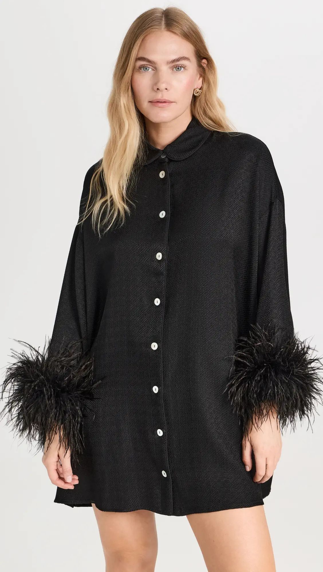 Sleeper Pastelle Oversized Jaccard Shirt Dress In Black | Shopbop | Shopbop