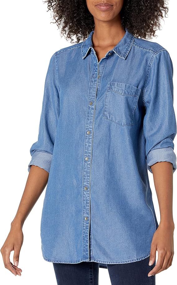 Daily Ritual Women's Relaxed Fit Tencel Long-Sleeve Button-up Tunic | Amazon (US)