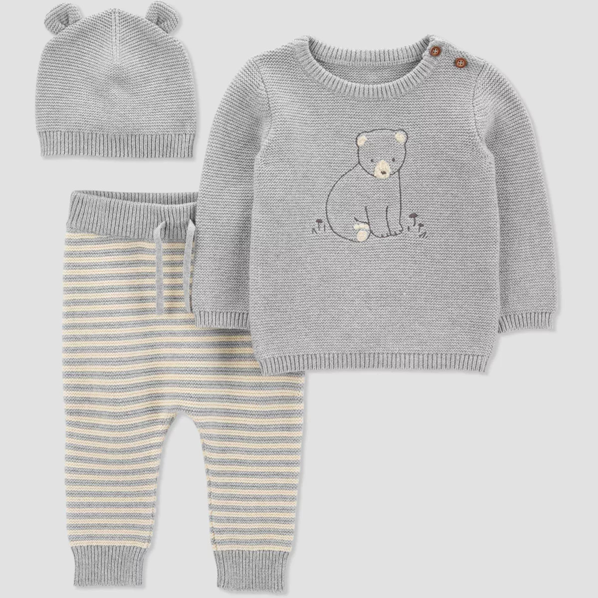 Carter's Just One You® Baby Boys' Bear Striped Top & Bottom Set - Gray | Target