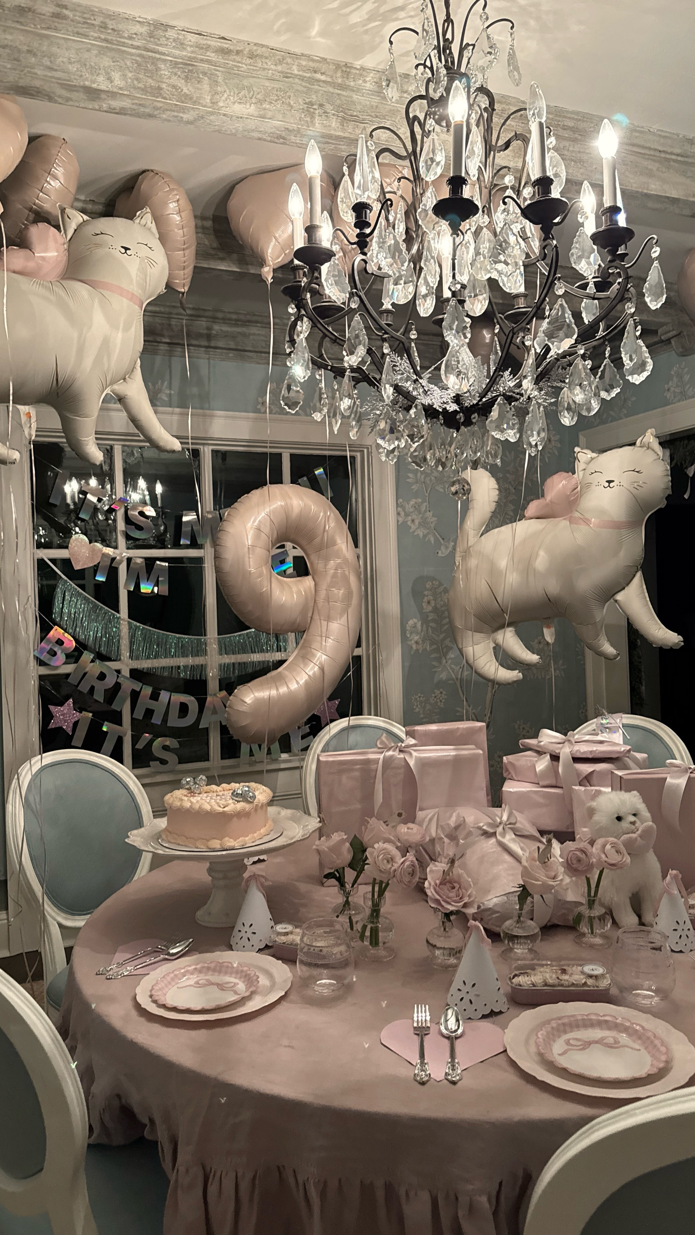 Up late setting the table for Elle’s birthday breakfast! Purrrfect cat / Taylor Swift theme for this sweet 9 year old. 