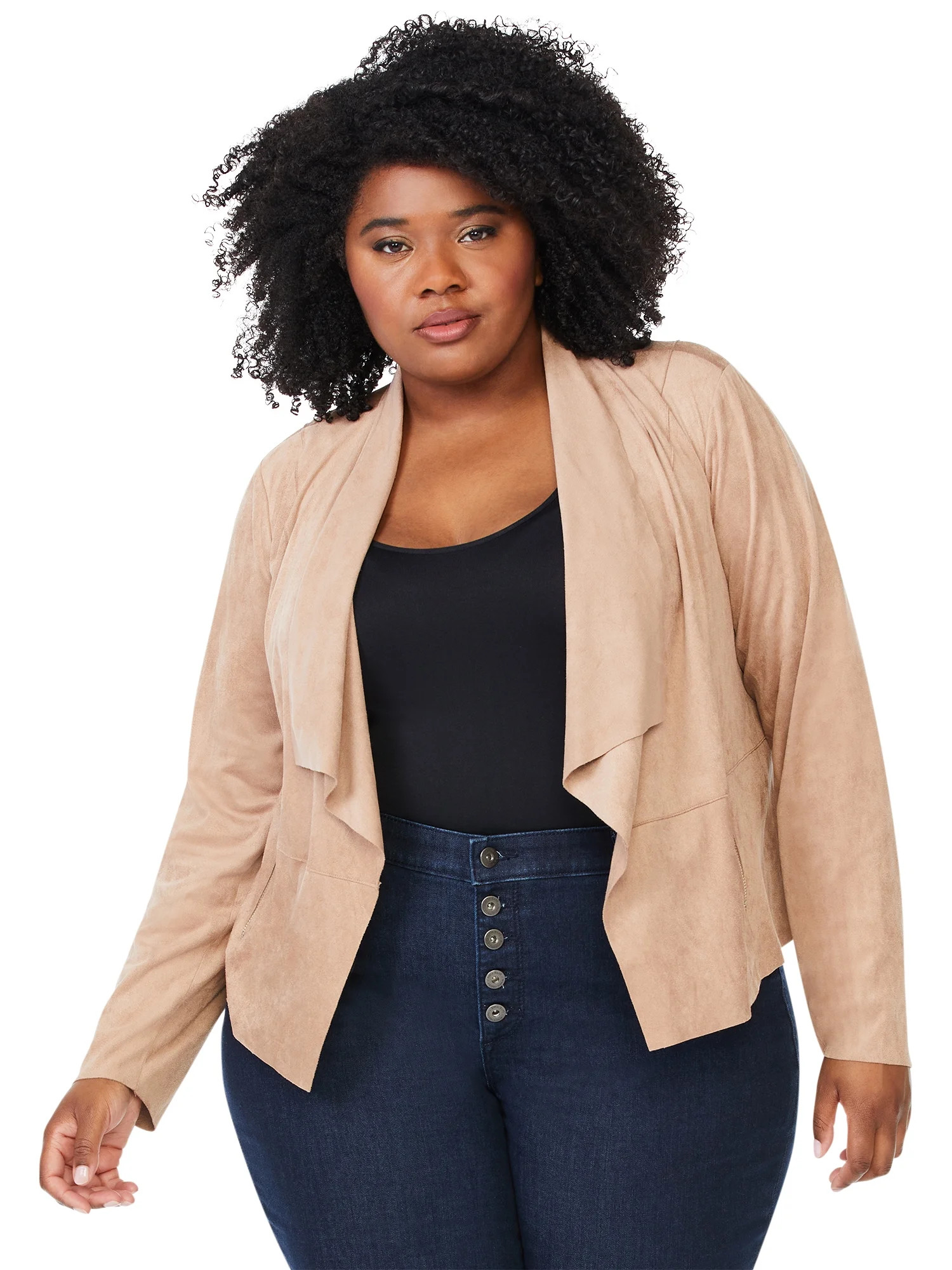 Sofia Jeans by Sofia Vergara Plus Size Faux Suede Moto Jacket - Walmart.com | Walmart (US)