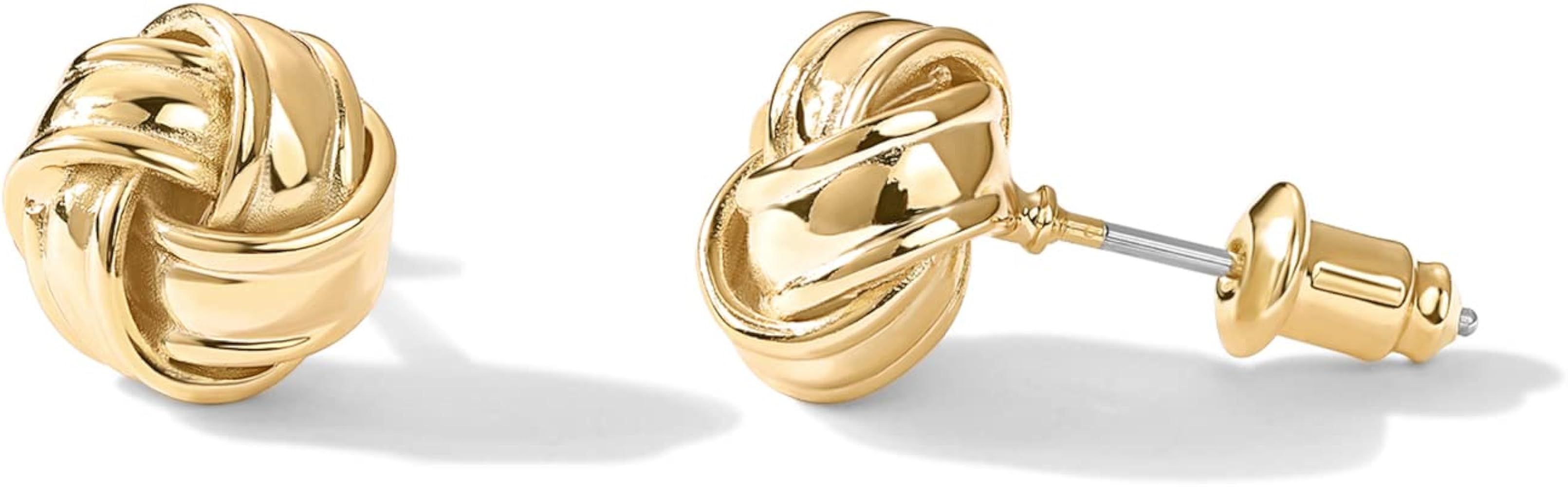 14K Gold Plated Sterling Silver Post Love Knot Stud Earrings | Gold Earrings for Women | Amazon (US)
