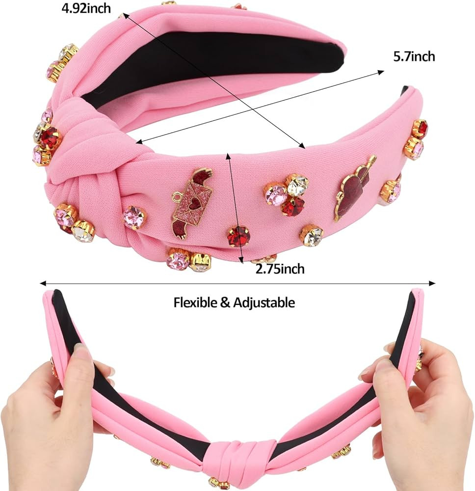 CURASA Valentine's Day Headband For Women Girls Sparkling Rhinestone Hairband Love Heart Decorati... | Amazon (US)