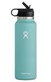 Hydro Flask 40 oz Wide Mouth with Straw Lid Stainless Steel Reusable Water Bottle Alpine - Vacuum In | Amazon (US)