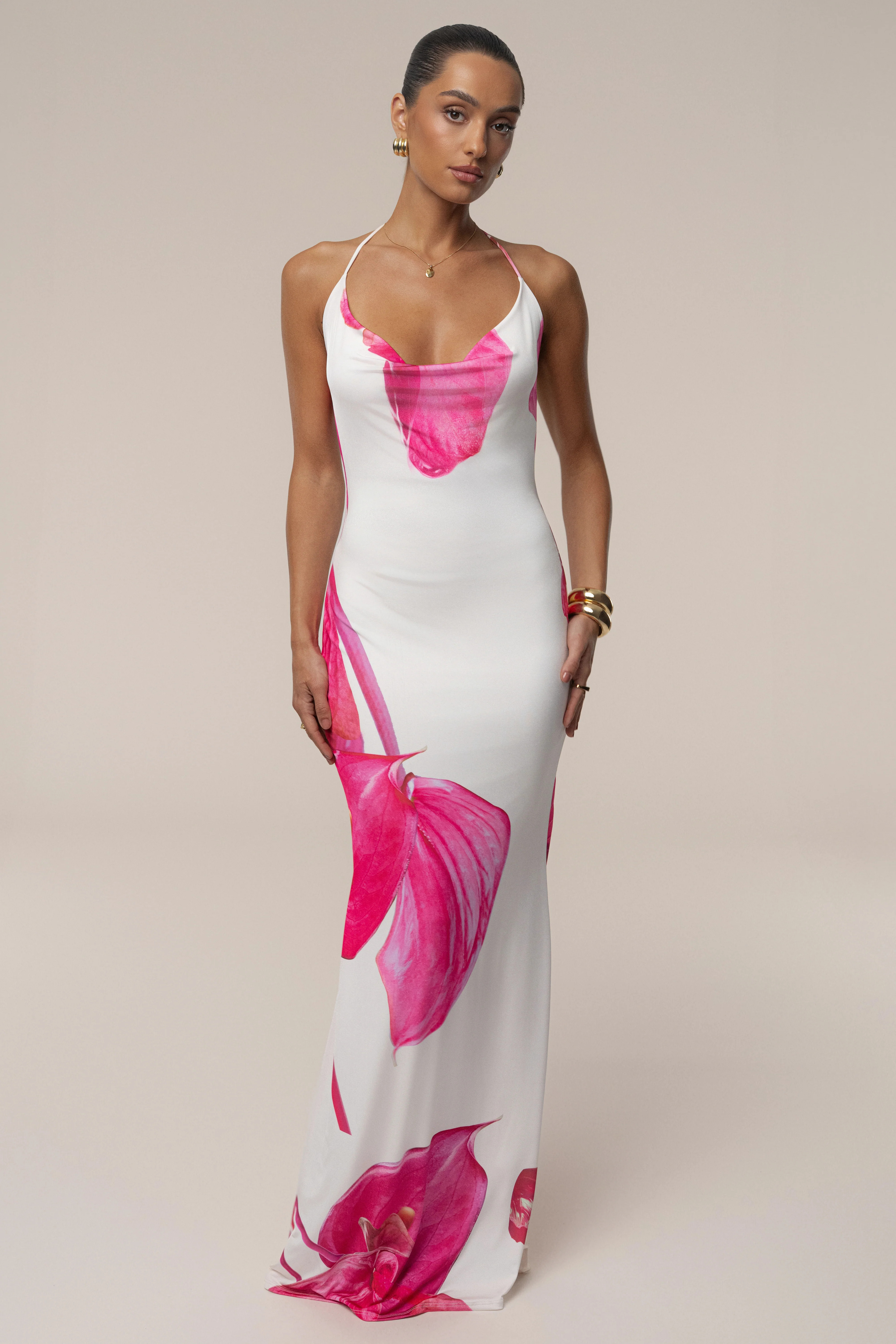 Ivory Midsummer Cowl Neck Dress | JLUXLABEL