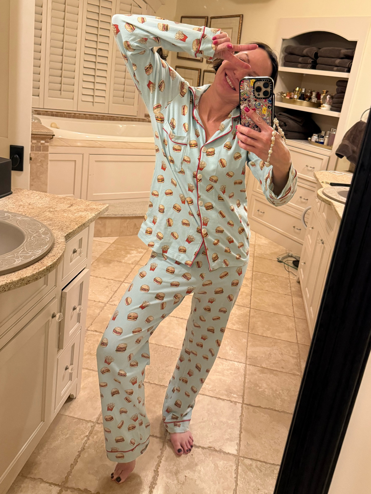 My hamburger Jammie’s are probably my favorites!! It’s the stretch for me- runs tts 🍔❤️

#LTKStyleTip #LTKOver40 #LTKGiftGuide