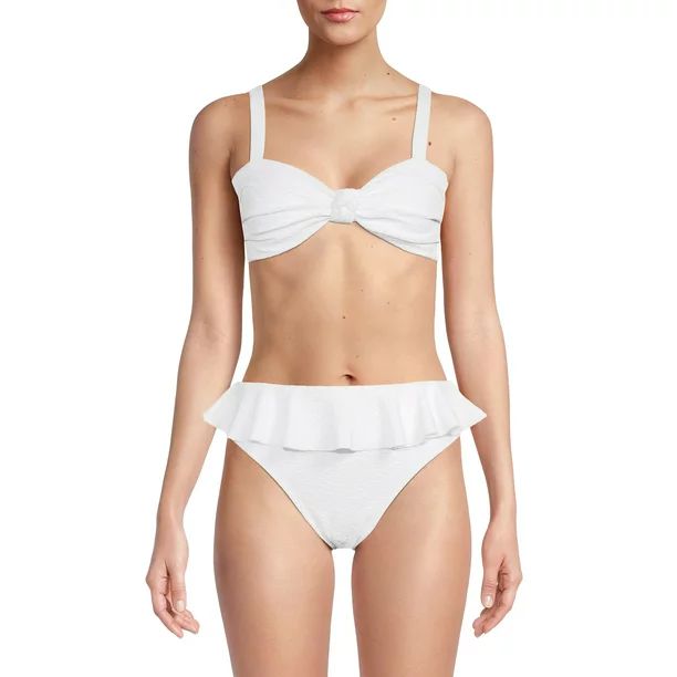 Time and Tru Women’s and Women's Plus Ruffle High Waist Swim Bottoms - Walmart.com | Walmart (US)