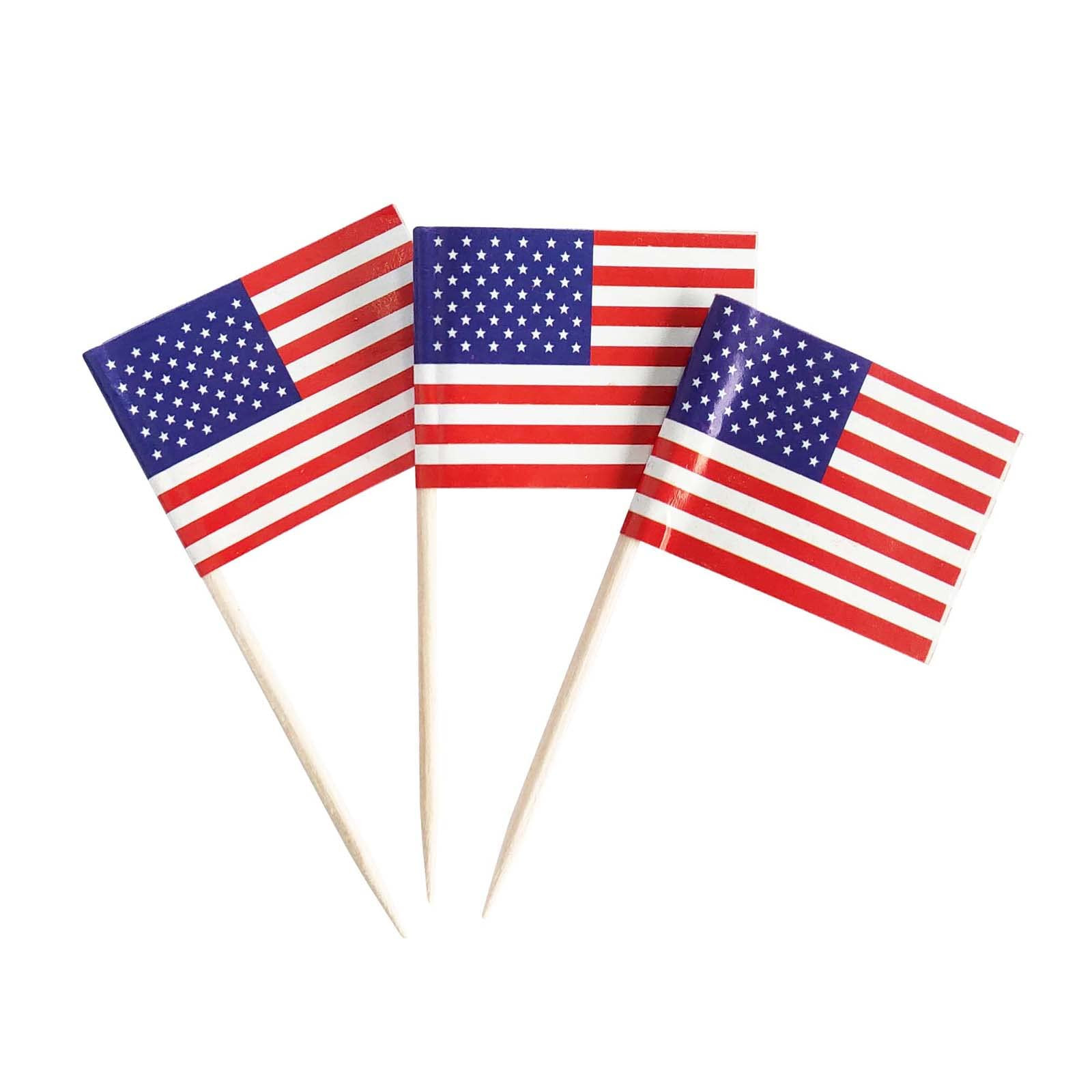 100 Pack USA American Flag US Toothpick Flags, Cocktail Picks Mini Stick Cupcake Toppers Country ... | Amazon (US)