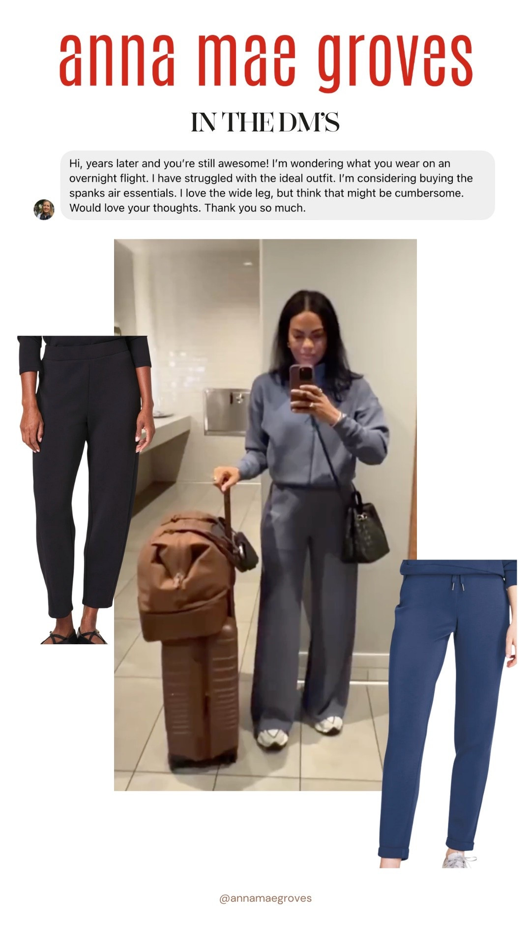 I almost always wear my Spanx Air Essentials set when I travel! I’ve gotten a few questions about the wide leg pants, I love them but I understand not everyone wants to travel in a wide leg so I linked the straight leg options too!

#LTKTravel #LTKOver40 #LTKActive
