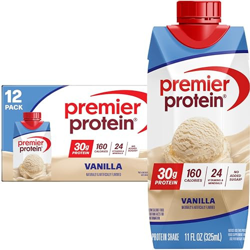 Premier Protein Shake, Vanilla, 30g Protein, No Added Sugar, 24 Vitamins & Minerals to Support Immune Health, 11 fl oz, 12 Pack | Amazon (US)