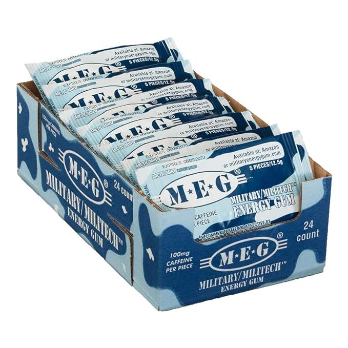 MEG - Military Energy Gum | 100mg of Caffeine Per Piece + Increase Energy + Boost Physical Perfor... | Amazon (US)