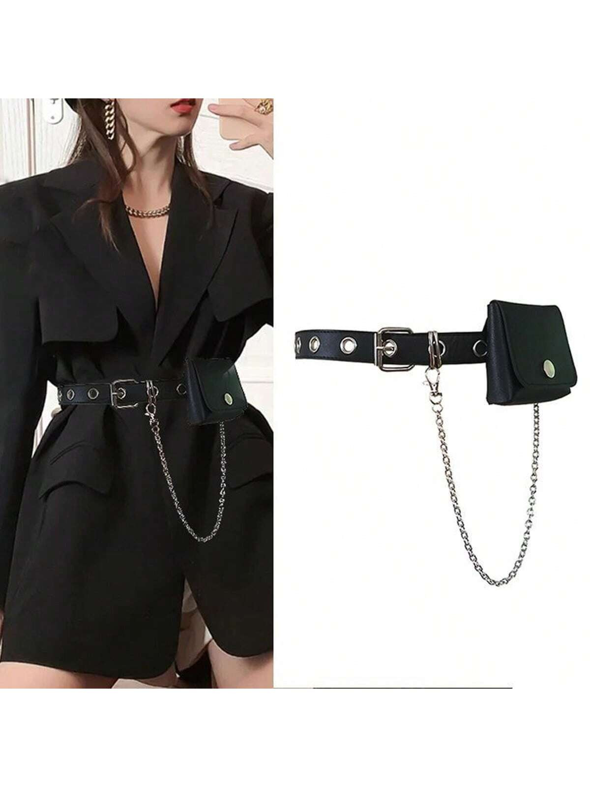 Punk Style Jk Uniform Accessories All Holes Belt With Dark Cross & Skull Design, Fashionable Vers... | SHEIN
