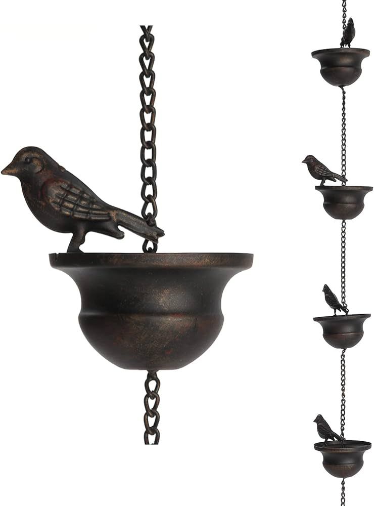 8.5 Feet Mobile Birds Rain Chain for Gutters with Attached Hanger, Dark Bronze…… | Amazon (US)