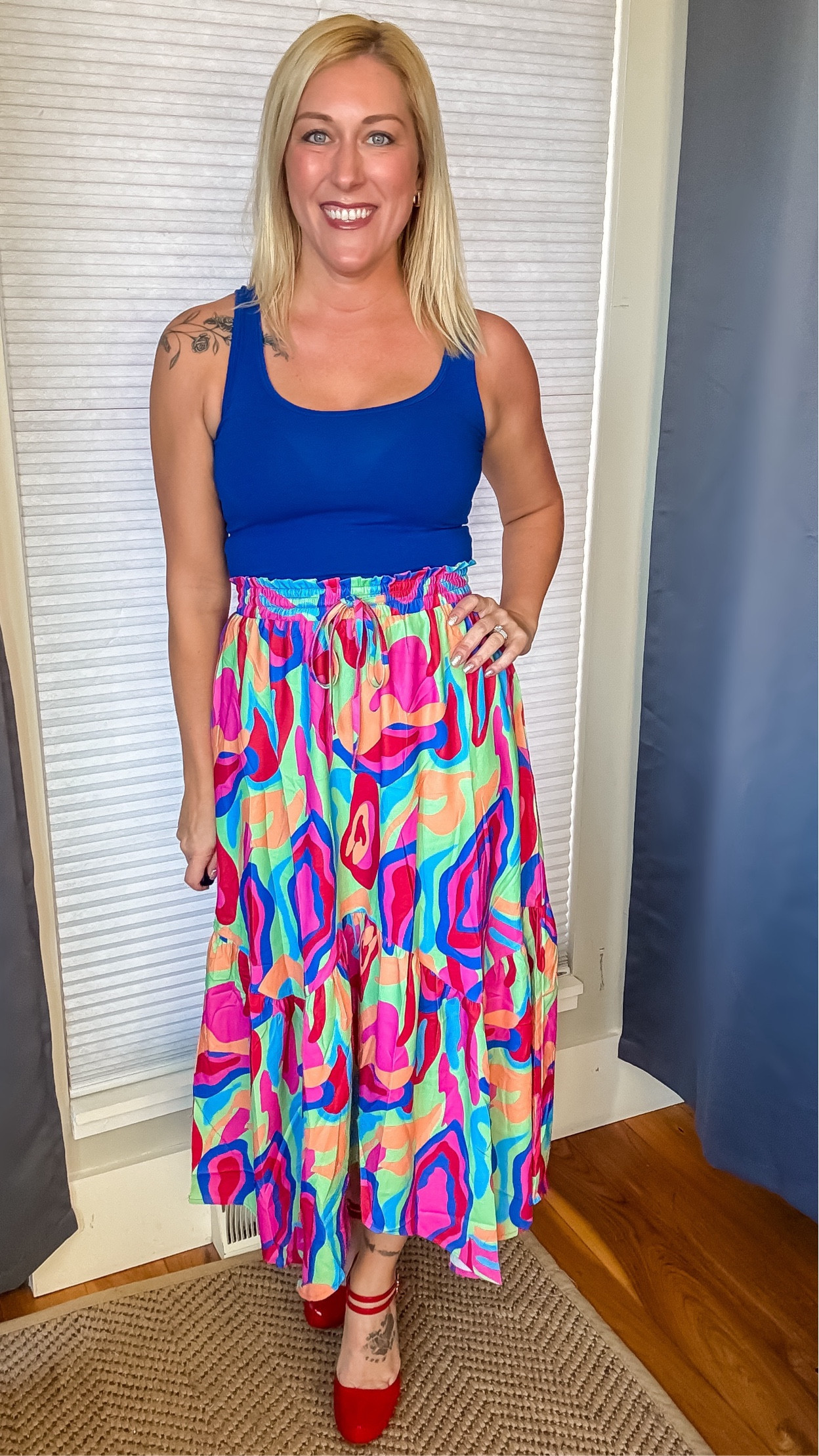 WOWZA!! The colors of this tiered skirt were made for warm weather! The A-line fit and the side pockets have me falling in love. I’ll be wearing this one all the time. 