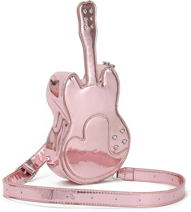 SUKUTU Women Guitar Shaped Shoulder Bag Creative Music Sparkly Leather Novelty Crossbody Bags Han... | Amazon (US)