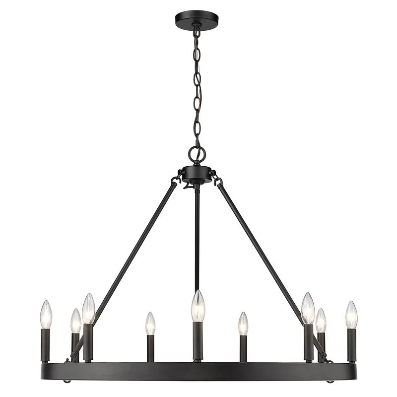 Emmalynn 9 - Light Candle Style Wagon Wheel Chandelier | Wayfair North America