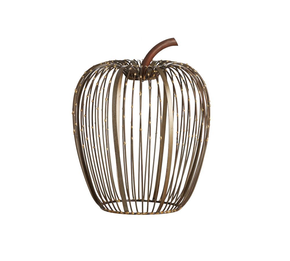 Beaded Wire Pumpkin Hurricane - Weathered Metal | Pottery Barn (US)