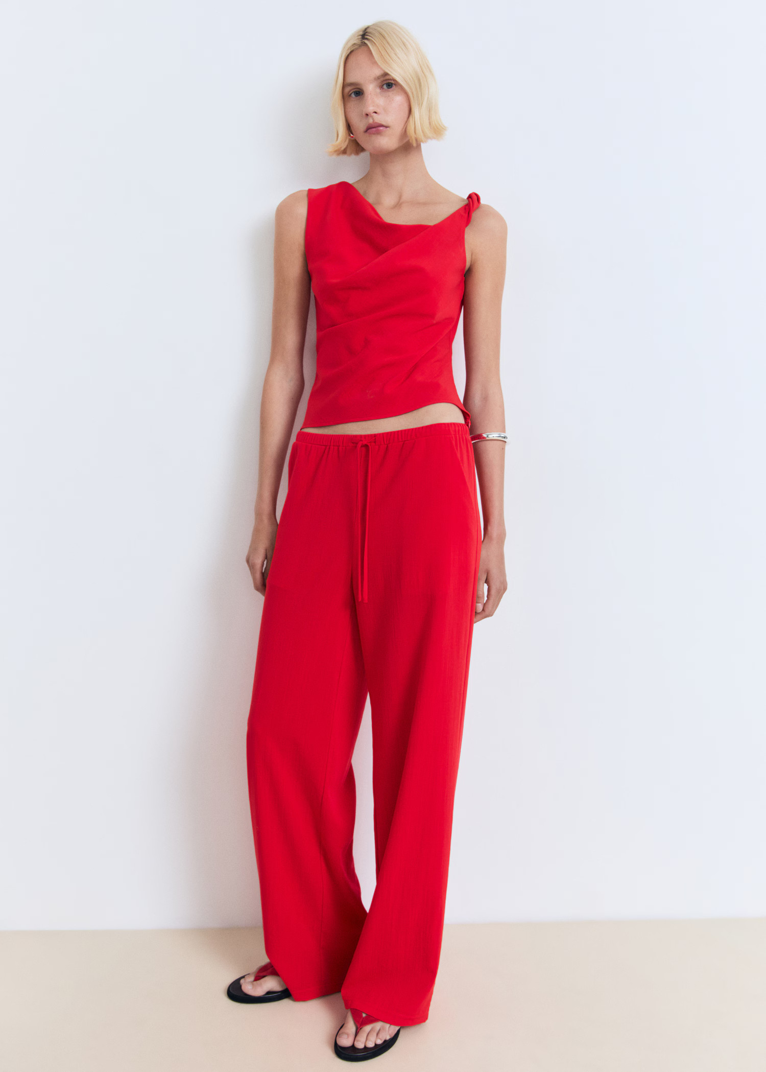 Asymmetrical draped top with straps | Mango (US/MX/AU)