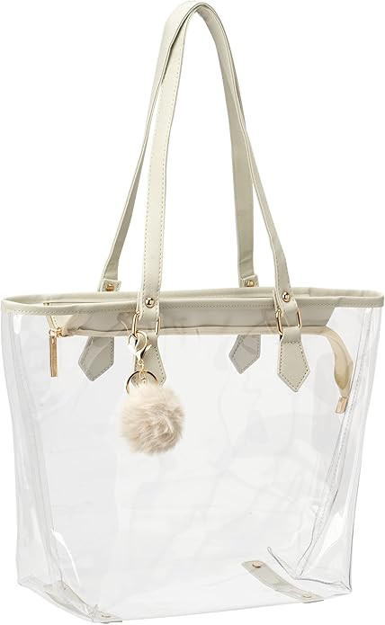 Large Clear Bag Transparent Shoulder Handbag with Plush Pendant | Amazon (US)