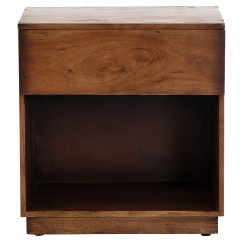 Scarlett Modern Classic Brown Acacia Wood Nightstand | Kathy Kuo Home