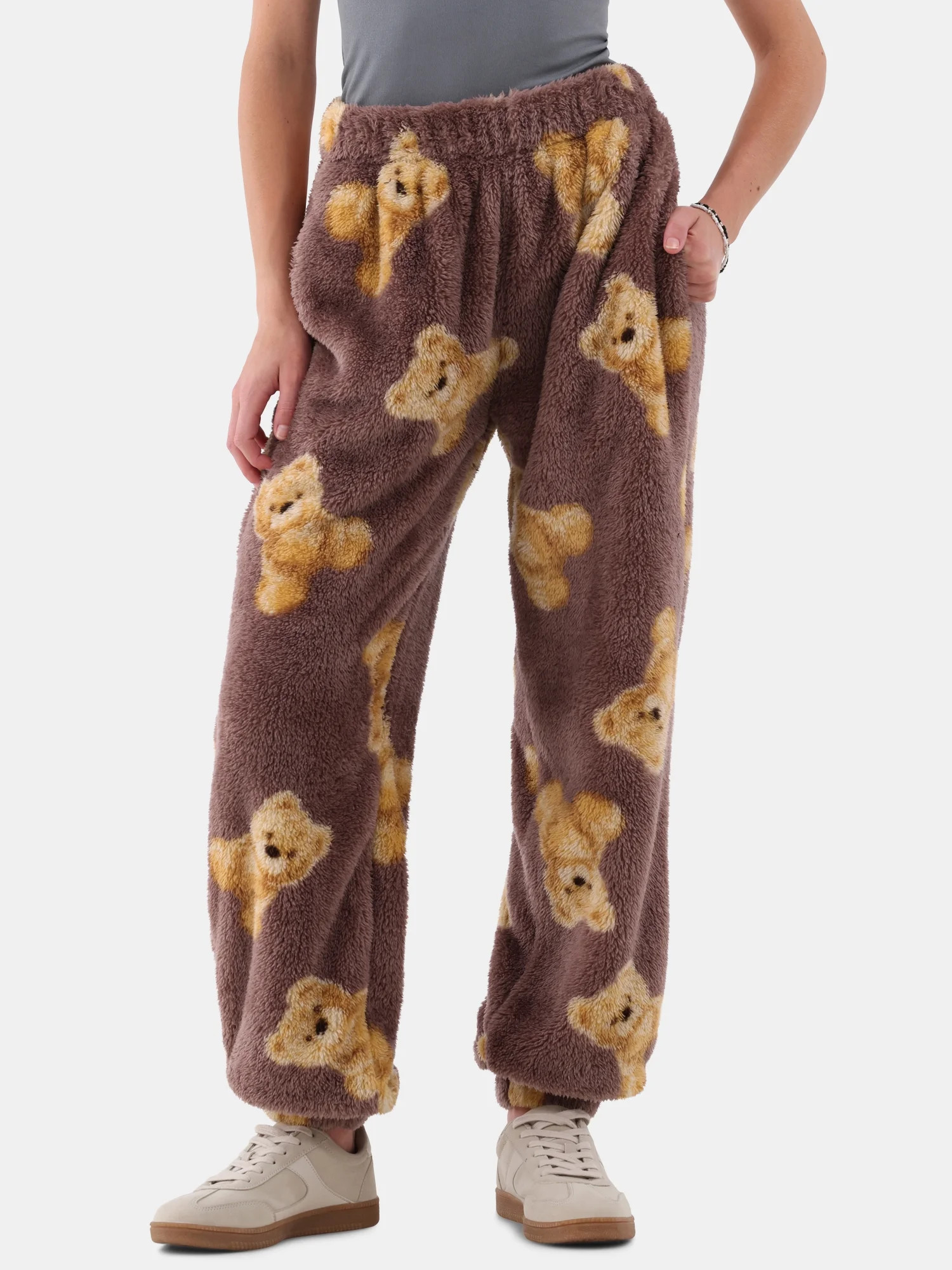 No Boundaries Print Plush Joggers, Women's and Women's Plus | Walmart (US)