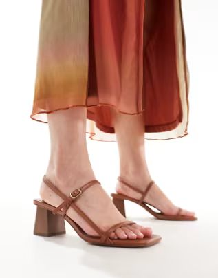 Mango square toe heeled sandal in red | ASOS | ASOS (Global)