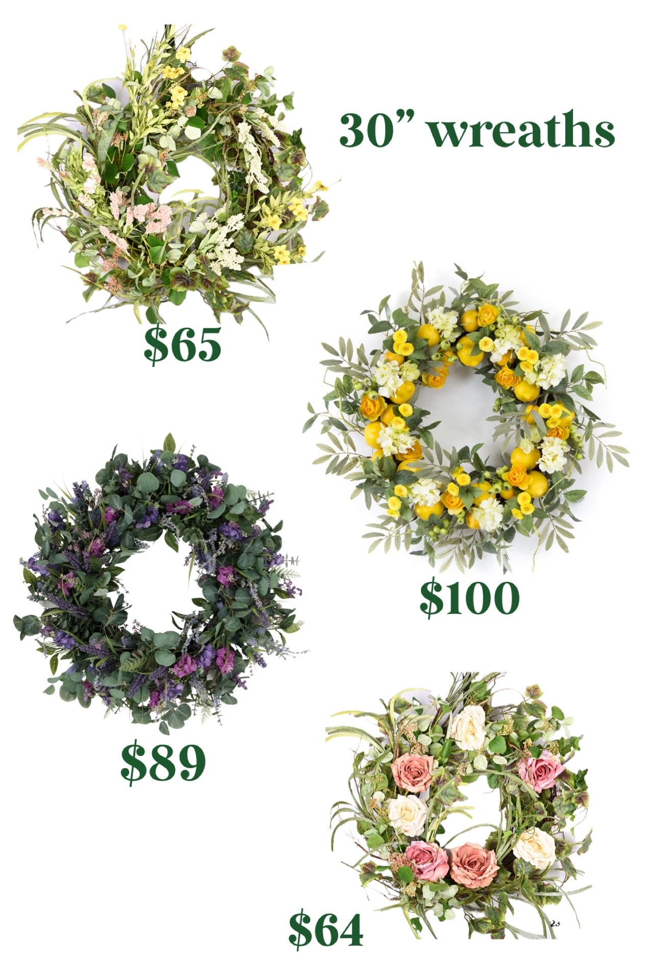 Looking for a new outside door wreath? I’ve rounded up some large 30” summer  wreaths, all of them $100 or less. 



#LTKHome #LTKFindsUnder100 #LTKSeasonal