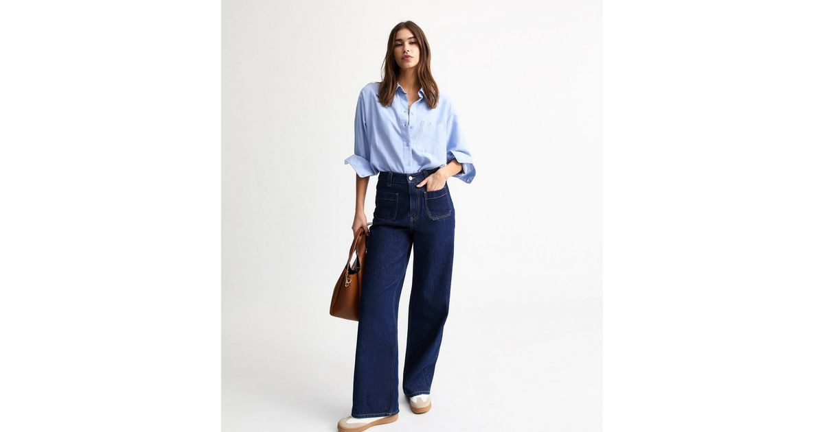 Blue Patch Pocket Wide Leg Jeans
						
						Add to Saved Items
						Remove from Saved Items | New Look (UK)