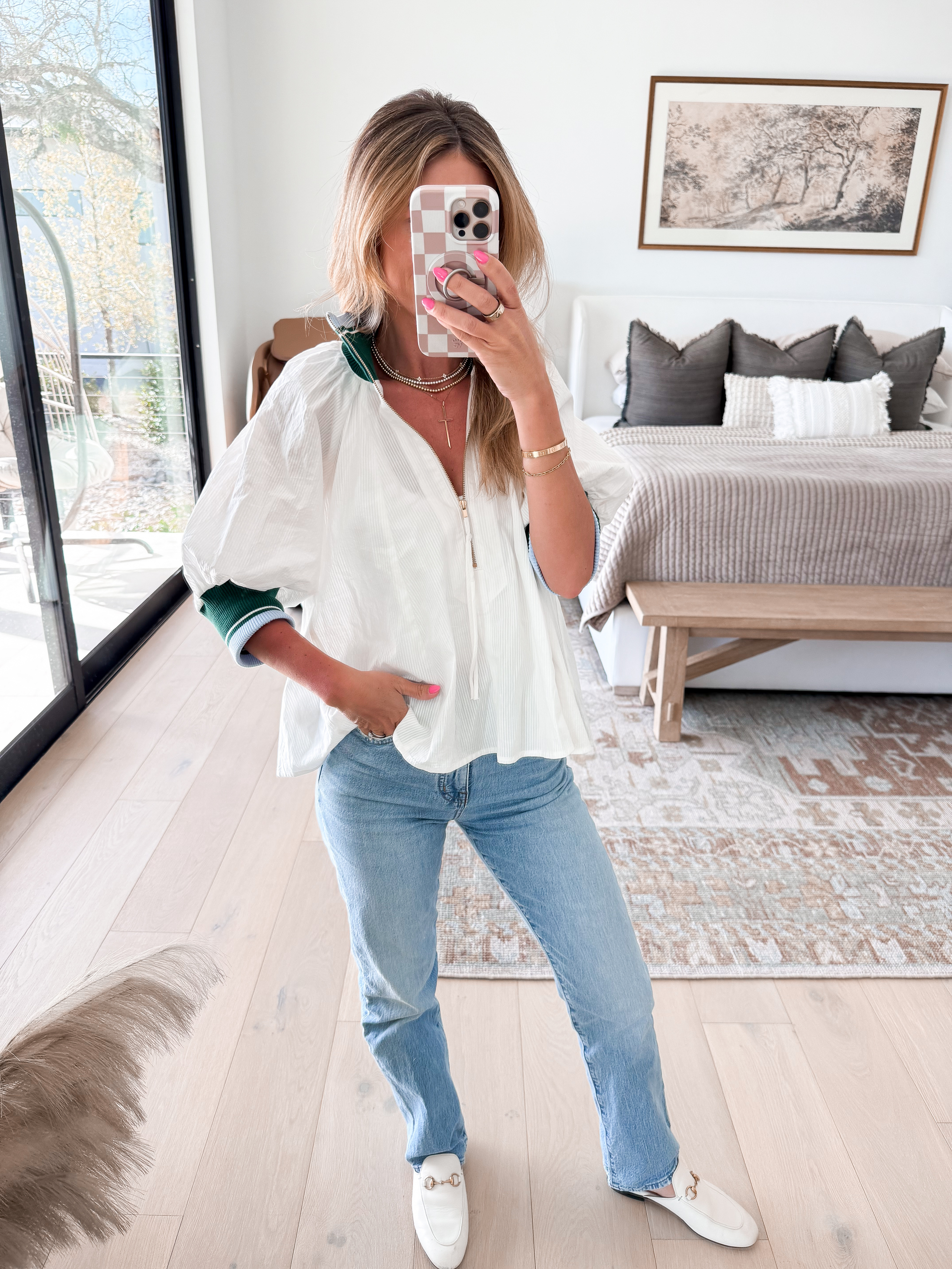 Today’s outfit for St. Patrick’s Day! I love this white top that you guys were commenting on in my stories at the dentist! It is definitely one of those that you throw on and instantly feel put together! I am in size small 

#LTKWatchNow #LTKSpringSale #LTKSaleAlert