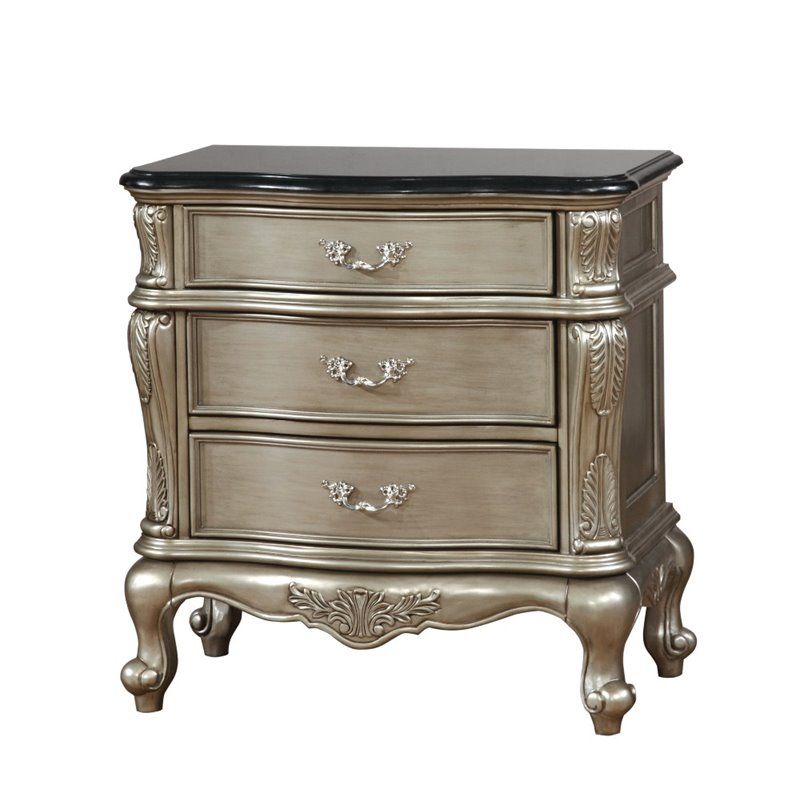 Furniture of America Calandra 2-Drawer Floral Nightstand in Gold | Walmart (US)