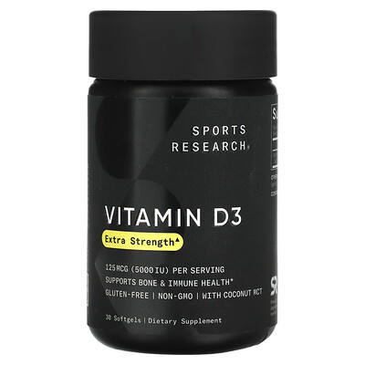 Sports Research, Vitamin D3, 125 mcg (5,000 IU), 30 Softgels | iHerb
