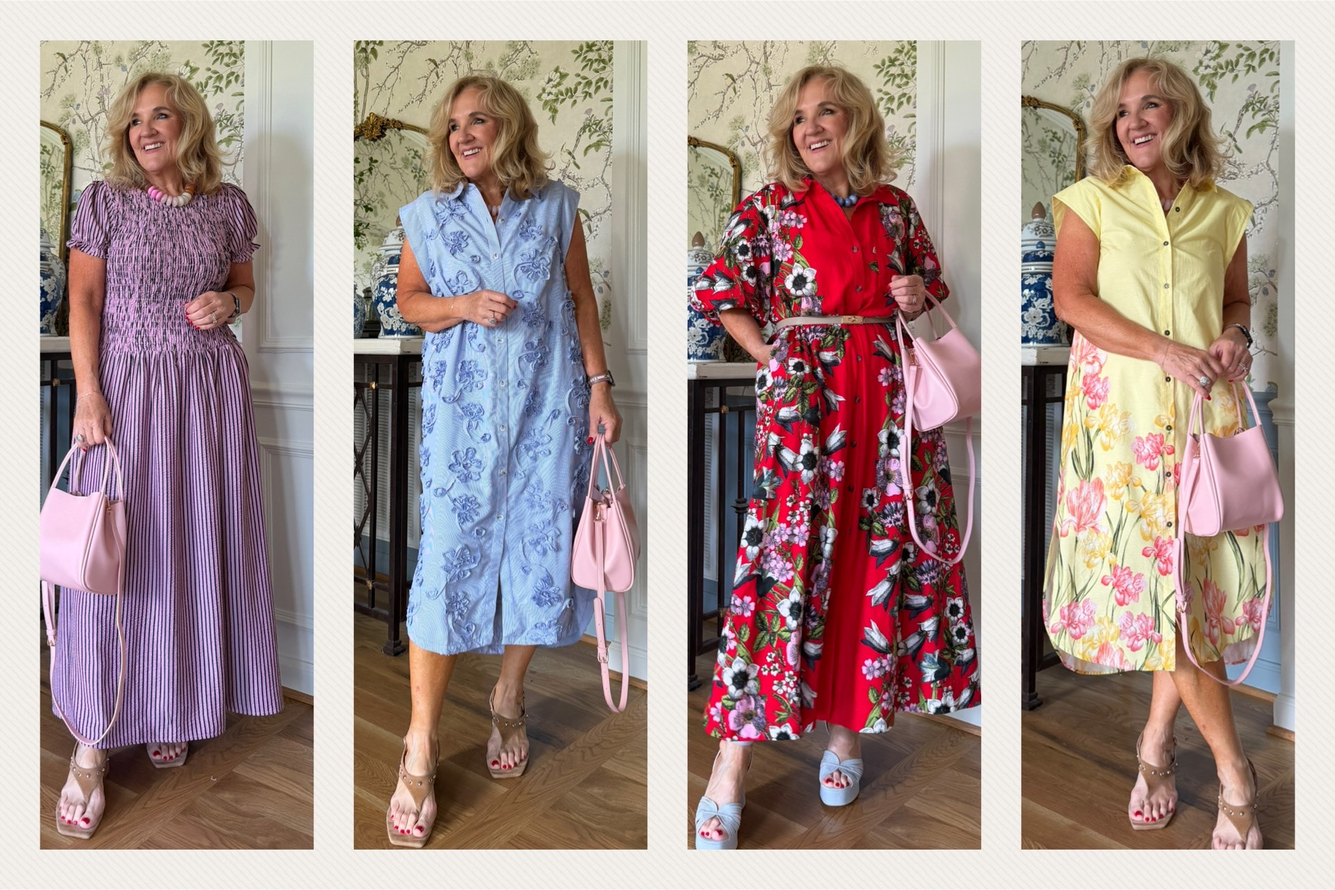 6/25-6/28 Anthropologie 20% off orders of $100+ with code NANETTE20 
Left: Smocked dress easy as is, or belt and blouse the waist. Both perfection.

Left Center: Eeeeekkkkk appliquéd dress is lightweight and beautiful! 

Right Center: The Mona dress (small petite) comes in several colors, love the red paired with pastels!

Right: Lillian dress size small easiest to wear everyday with sneakers or sandles, but really cute for dinner.

#LTKSaleAlert #LTKWedding #LTKOver40