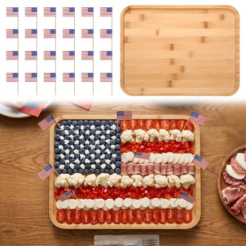 4th of July Decorations Charcuterie Boards - 14''x11'' Cheese Board Set with Flags Toothpicks for Patriotic Independence Day 250th Anniversary Party Supplies | Amazon (US)
